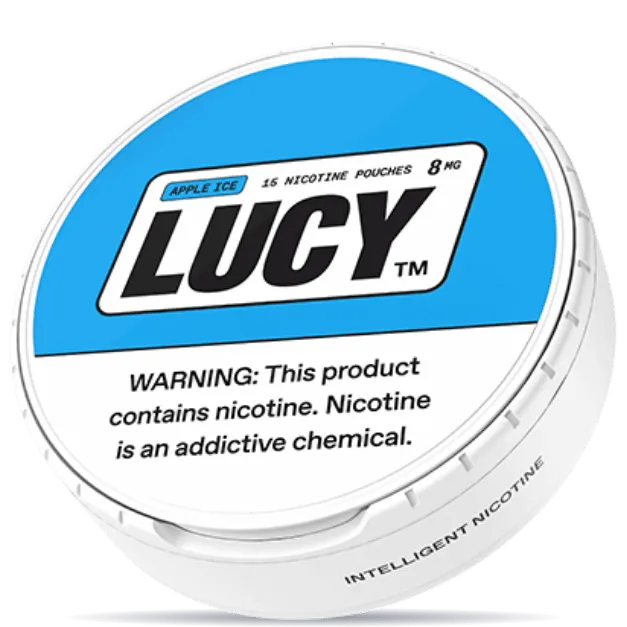 Lucy Apple Ice 8mg nicotine pouches can – tobacco-free, 15 pouches, apple menthol flavor