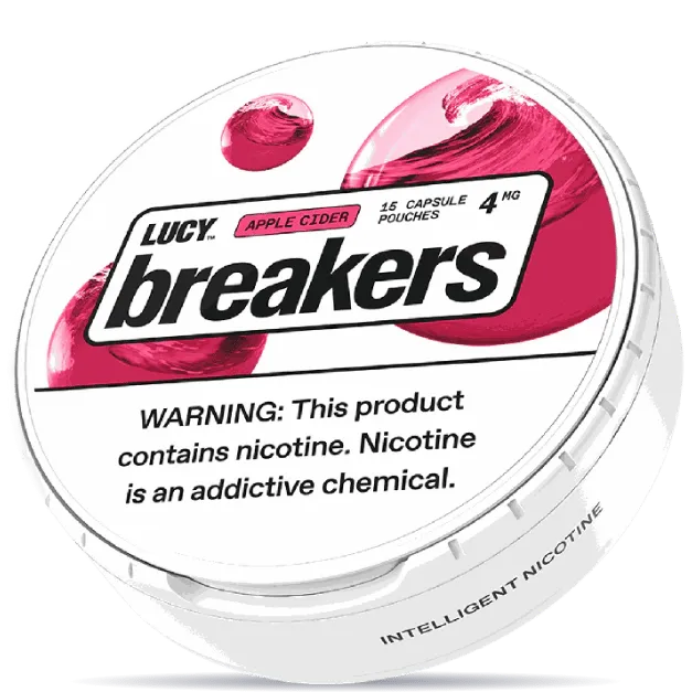 Lucy Breakers Apple Cider 4mg nicotine pouches can – tobacco-free, 15 capsule pouches, apple cider flavor
