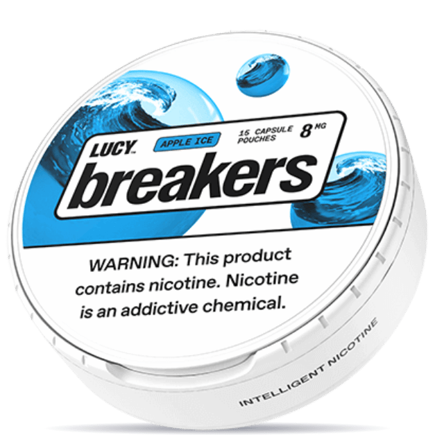 Lucy Breakers Apple Ice 8mg nicotine pouches can – tobacco-free, 15 capsule pouches, apple menthol flavor
