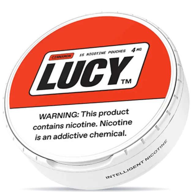 Lucy Cinnamon 4mg nicotine pouches can – tobacco-free, 15 pouches, cinnamon flavor