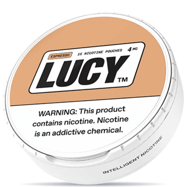 Lucy Espresso 4mg nicotine pouches can – tobacco-free, 15 pouches, coffee flavor