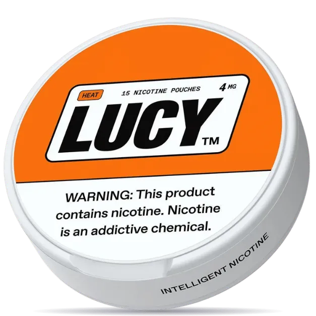 Lucy Heat 4mg nicotine pouches can – tobacco-free, 15 pouches, spicy flavor