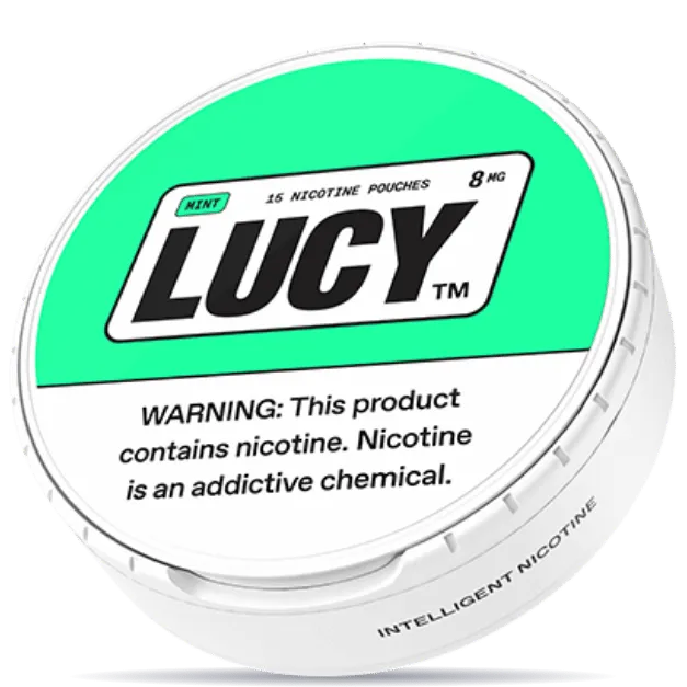 Lucy Mint 8mg nicotine pouches can – tobacco-free, 15 pouches, mint flavor