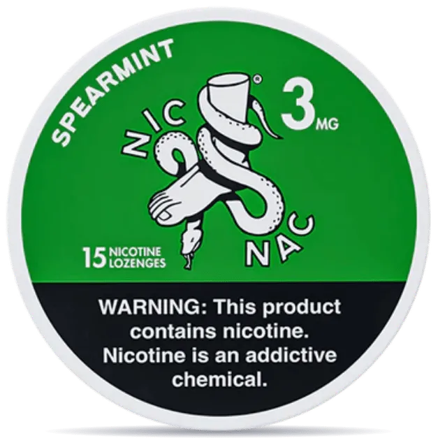 NIC NAC Naturals Spearmint nicotine lozenges 3mg 15ct smooth spearmint nicotine pouches alternative
