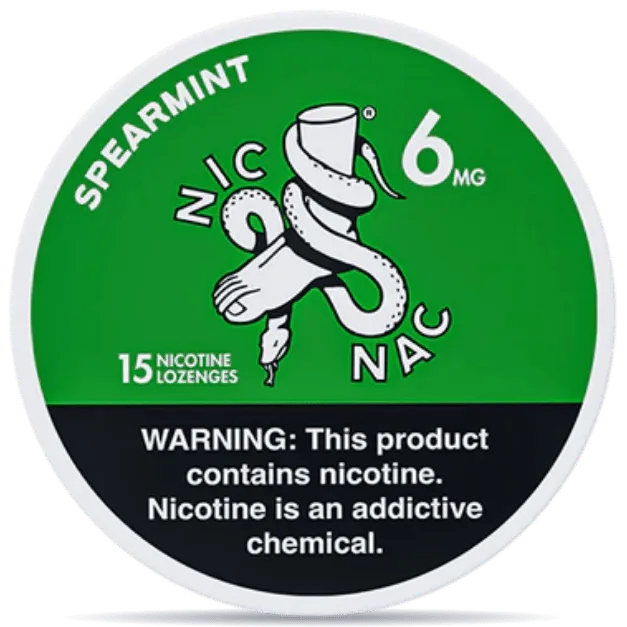 NIC NAC Naturals Spearmint nicotine lozenges 6mg 15ct strong spearmint nicotine pouches alternative