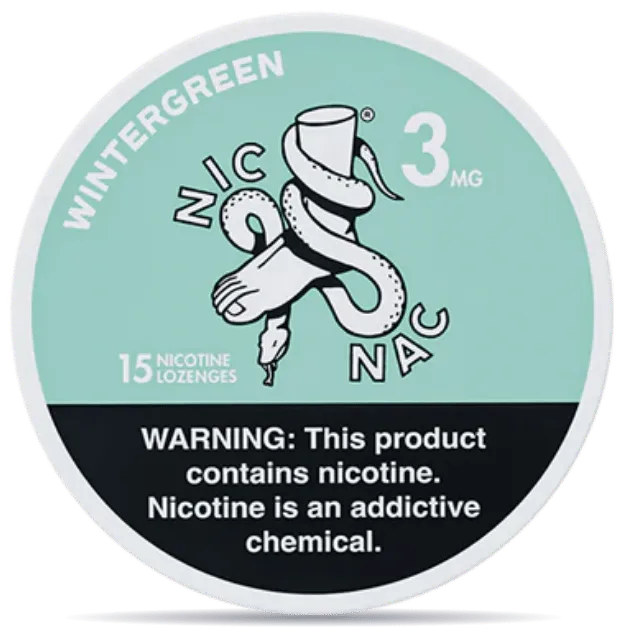 NIC NAC Naturals Wintergreen nicotine lozenges 3mg 15ct classic wintergreen mint nicotine pouches alternative