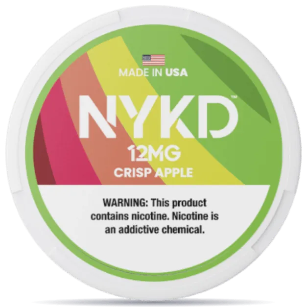 NYKD Crisp Apple 12mg nicotine pouches can – tobacco-free, made in USA, apple flavor