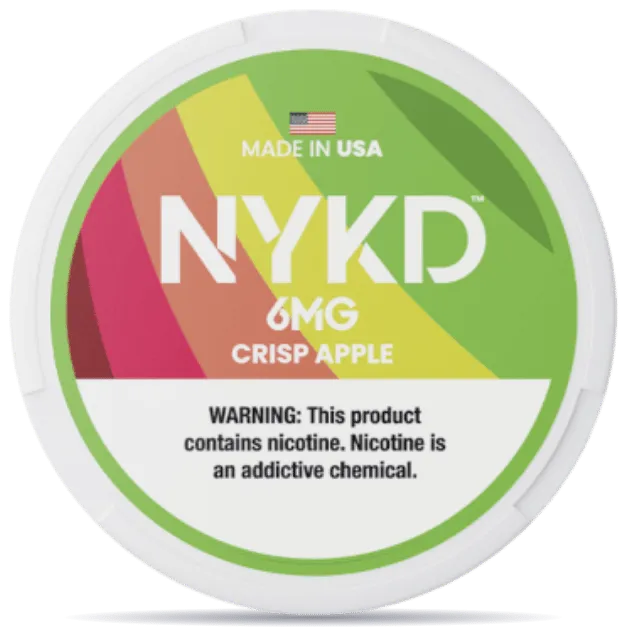 NYKD Crisp Apple 6mg nicotine pouches can – tobacco-free, made in USA, apple flavor