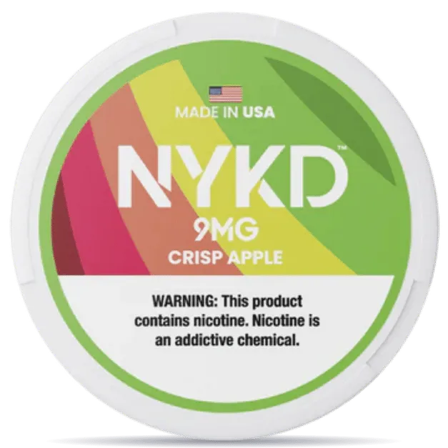 NYKD Crisp Apple 9mg nicotine pouches can – tobacco-free, made in USA, apple flavor