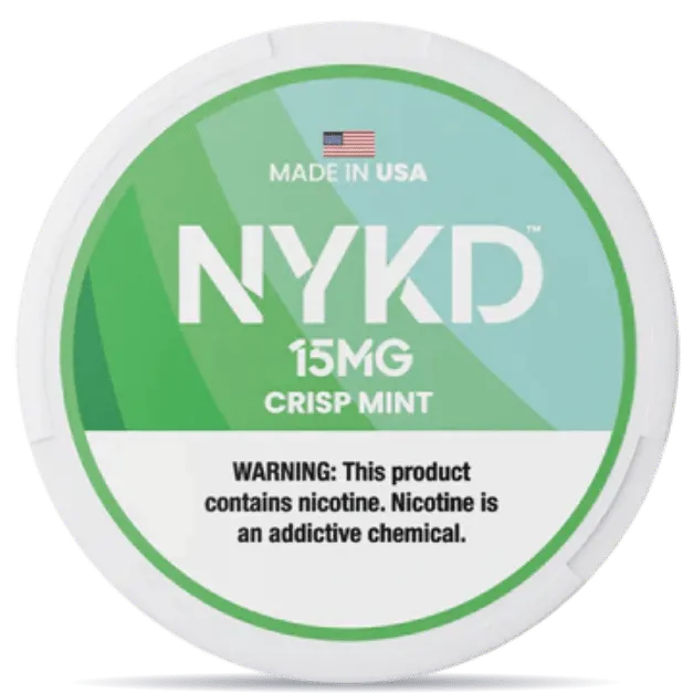 NYKD Crisp Mint 15mg nicotine pouches can – tobacco-free, made in USA, fresh mint flavor