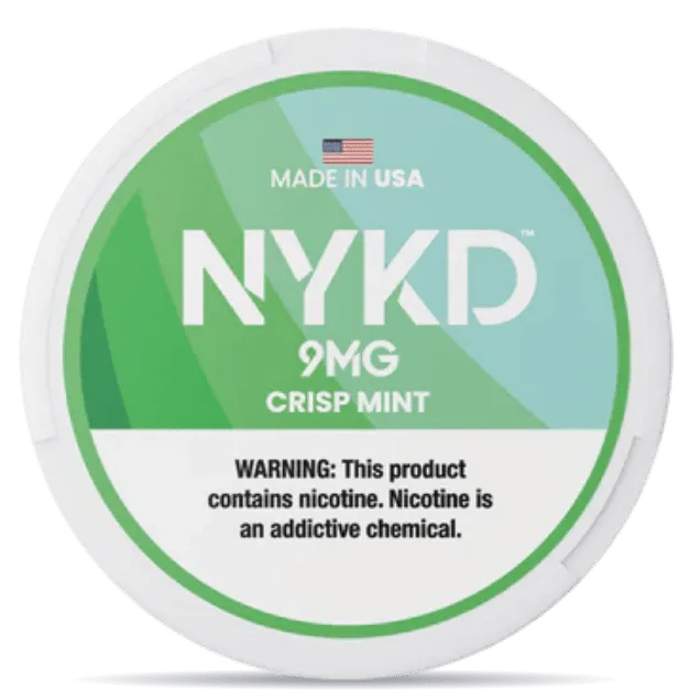 NYKD Crisp Mint 9mg nicotine pouches can – tobacco-free, made in USA, fresh mint flavor