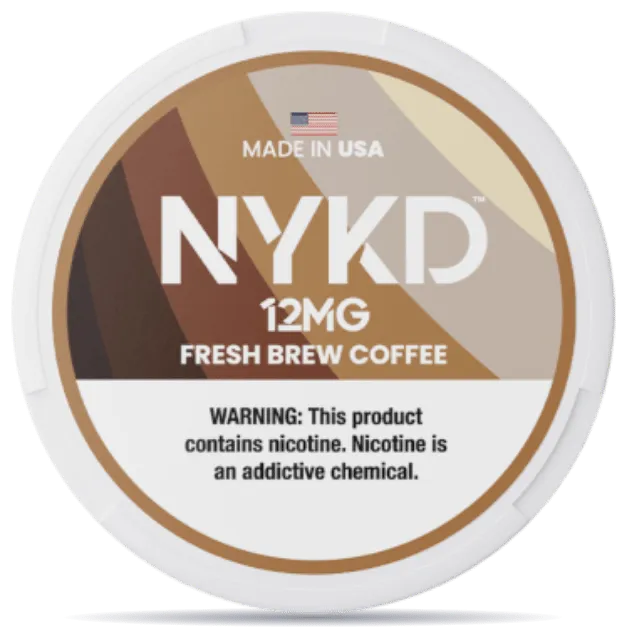 NYKD Fresh Brew Coffee 12mg nicotine pouches can – tobacco-free, made in USA, coffee flavor
