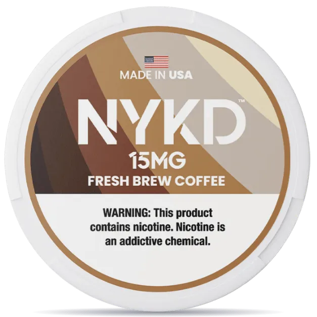 NYKD Fresh Brew Coffee 15mg nicotine pouches can – tobacco-free, made in USA, coffee flavor