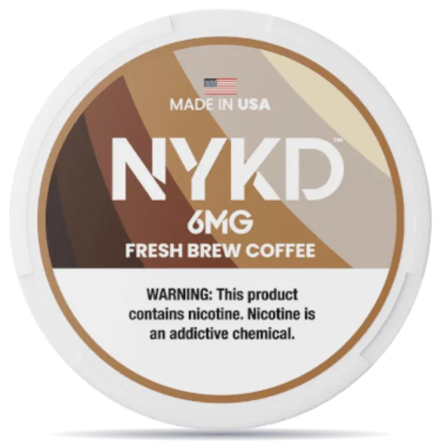 NYKD Fresh Brew Coffee 6mg nicotine pouches can – tobacco-free, made in USA, coffee flavor