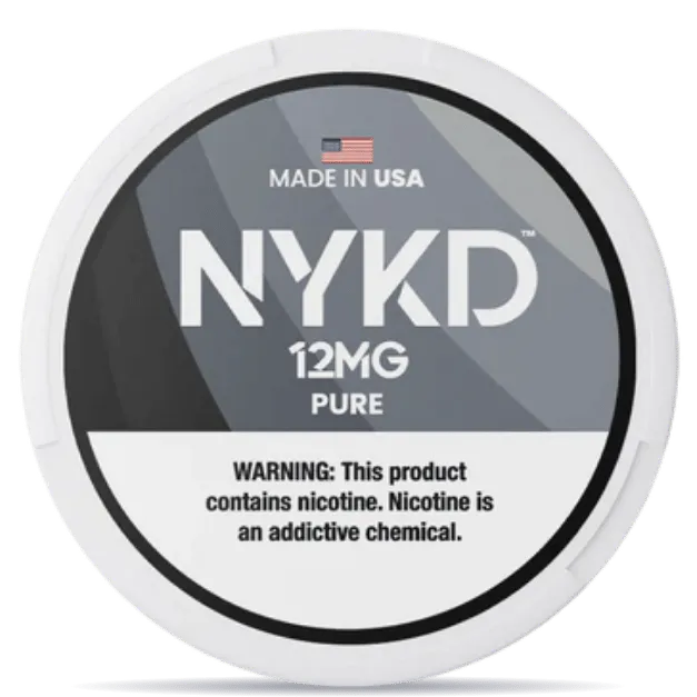 NYKD Pure 12mg nicotine pouches can – tobacco-free, made in USA, unflavored nicotine pouches