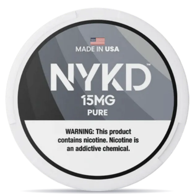 NYKD Pure 15mg nicotine pouches can – tobacco-free, made in USA, unflavored nicotine pouches