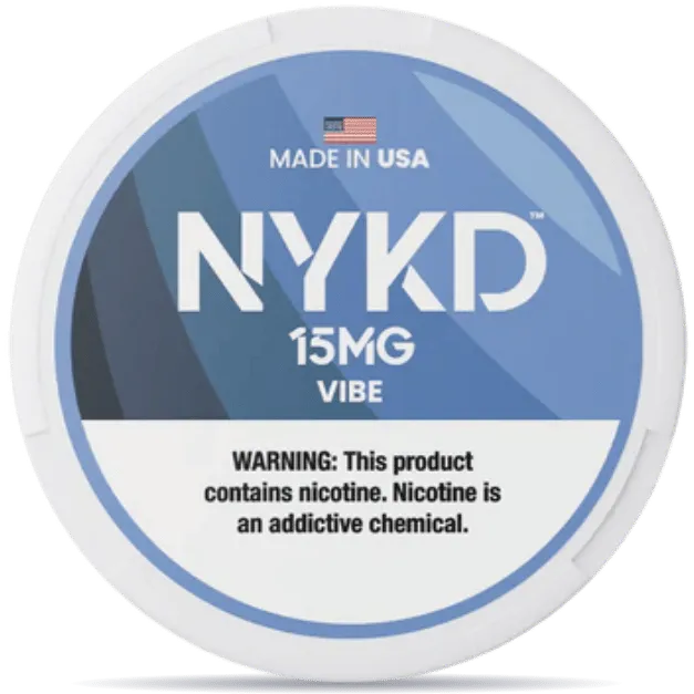 NYKD Vibe 15mg nicotine pouches can – tobacco-free, made in USA, refreshing flavor