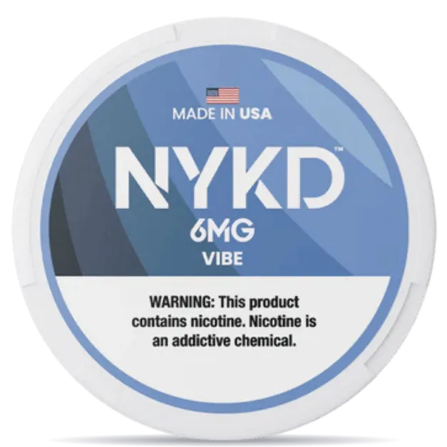 NYKD Vibe 6mg nicotine pouches can – tobacco-free, made in USA, refreshing flavor