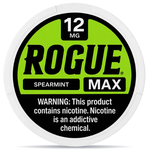 Rogue Max Spearmint 12mg Nicotine Pouches Can – Extra Strong Spearmint Flavor