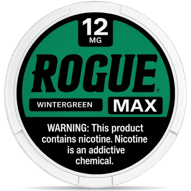 Rogue Max Wintergreen 12mg Nicotine Pouches Can – Strong Wintergreen Flavor