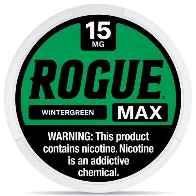 Rogue Max Wintergreen 15mg Nicotine Pouches Can – Extra Strong Wintergreen Flavor