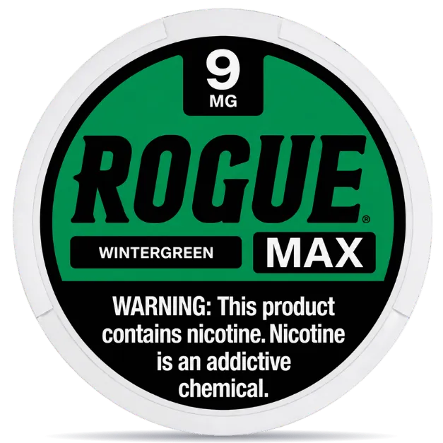 Rogue Wintergreen Max 9mg Nicotine Pouches Can – Strong Wintergreen Flavor