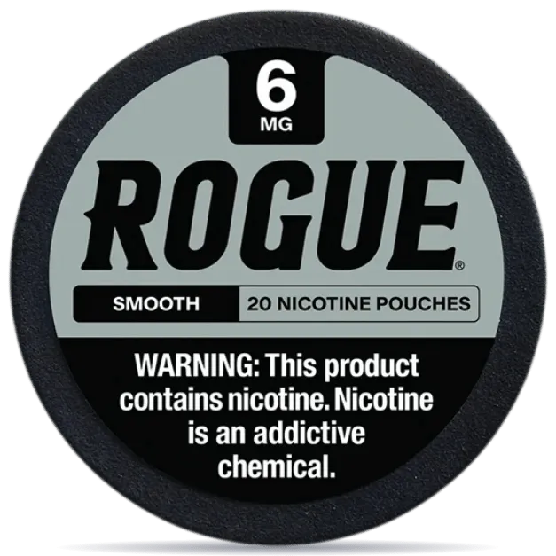 ROGUE Smooth 6mg nicotine pouches can – tobacco-free, 20 pouches, mint-free flavor