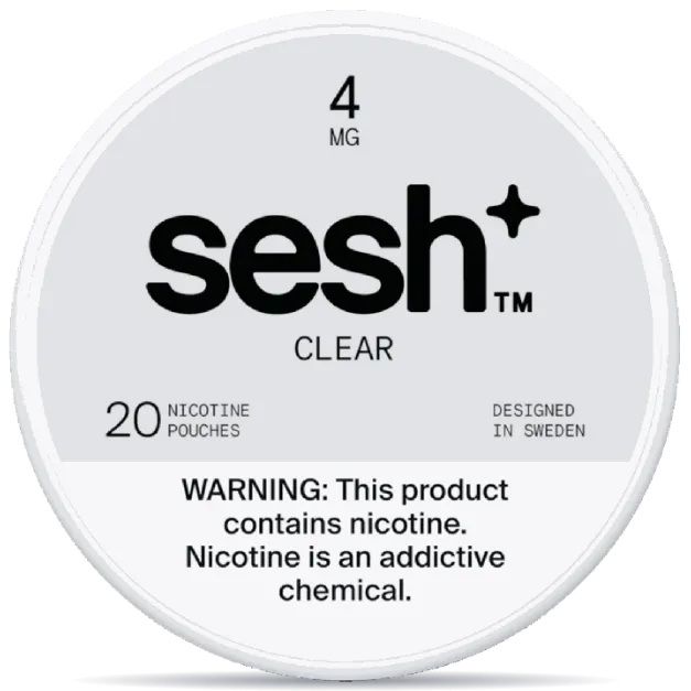 Sesh+ Clear 4mg nicotine pouches can – tobacco-free, 20 pouches, unflavored