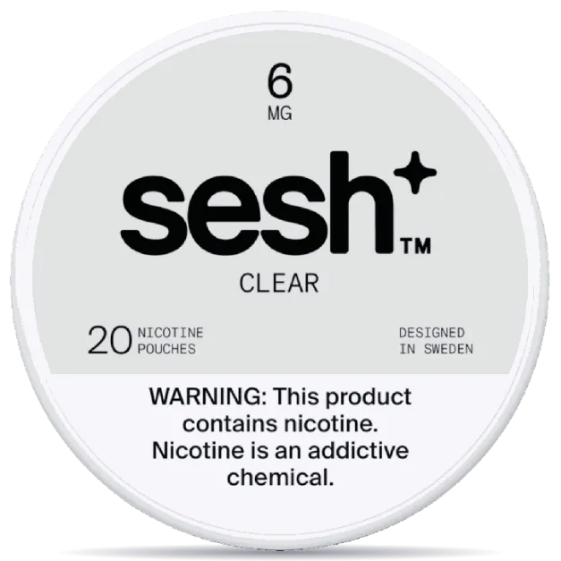 Sesh+ Clear 6mg nicotine pouches can – tobacco-free, 20 pouches, unflavored