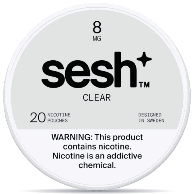 Sesh+ Clear 8mg nicotine pouches can – tobacco-free, 20 pouches, unflavored