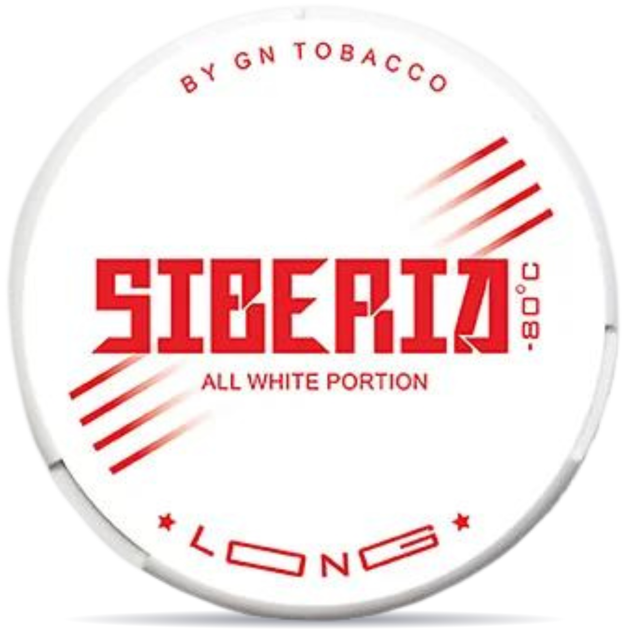 Front view of a can of SIBERIA Long Portion nicotine pouches