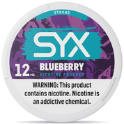 SYX Blueberry 12mg nicotine pouches can front view