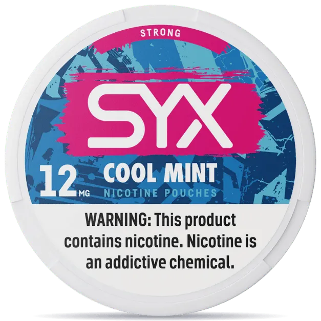 SYX Cool Mint 12mg nicotine pouches can front view