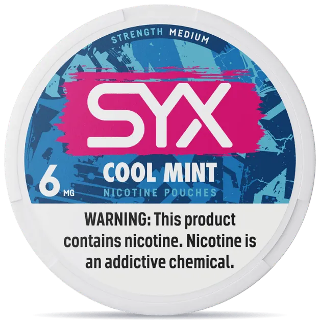 SYX Cool Mint 6mg nicotine pouches can front view