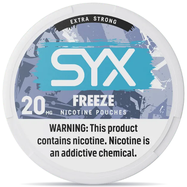 SYX Freeze 20mg nicotine pouches can front view extra strong