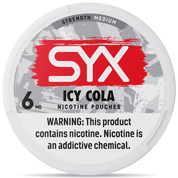 SYX Icy Cola 6mg nicotine pouches can front view