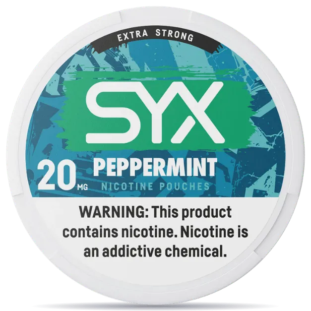 SYX Peppermint 20mg nicotine pouches can – tobacco-free, extra strong, fresh mint peppermint flavor