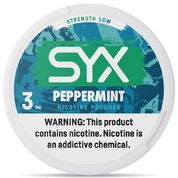 SYX Peppermint nicotine pouches 3mg low strength mint flavor nicotine pouches