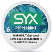 SYX Peppermint 6mg nicotine pouches can front view