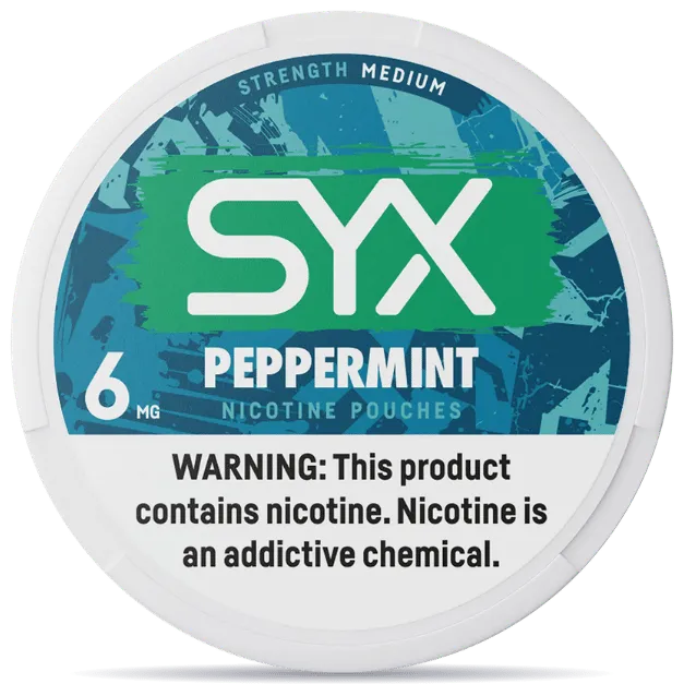 SYX Peppermint 6mg nicotine pouches can front view