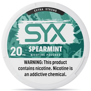 SYX Spearmint nicotine pouches 20mg extra strong can teal green design