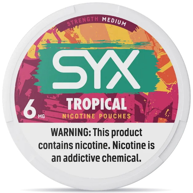 SYX Tropical 6mg nicotine pouches can front view
