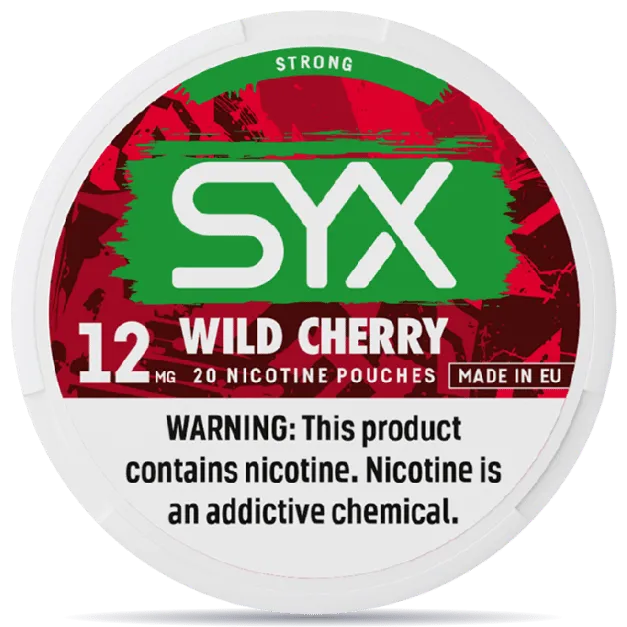 SYX Wild Cherry 12mg nicotine pouches can strong cherry flavor USA