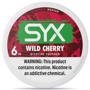 SYX Wild Cherry 6mg nicotine pouches can front view
