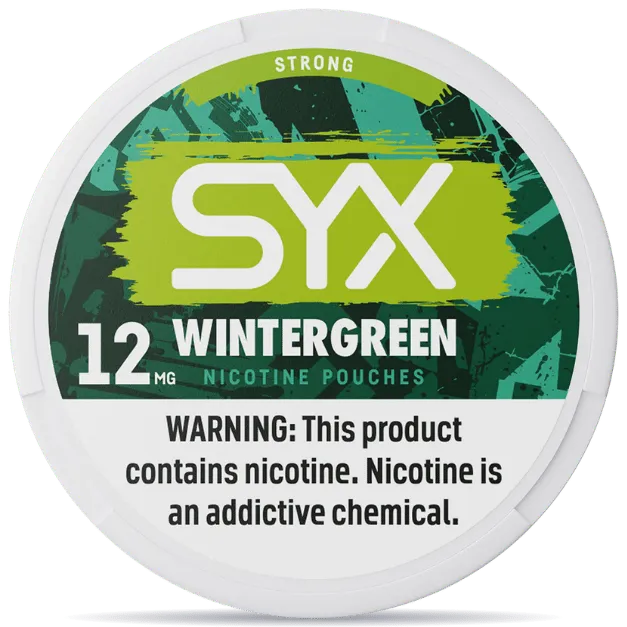 SYX Wintergreen 12mg nicotine pouches can front view