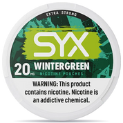 SYX Wintergreen nicotine pouches 20mg extra strong can green design