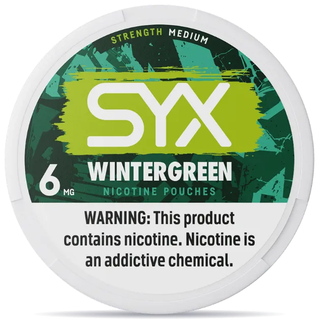 SYX Wintergreen 6mg nicotine pouches can front view