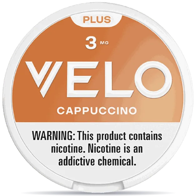 VELO Plus Cappuccino 3mg nicotine pouches can light coffee flavor tobacco-free VELO