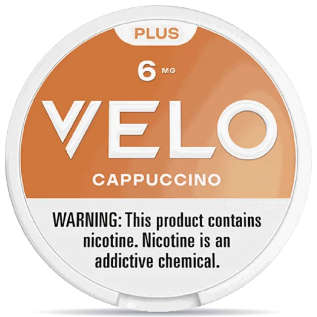 VELO Plus Cappuccino 6mg nicotine pouches can coffee flavor tobacco-free slim USA