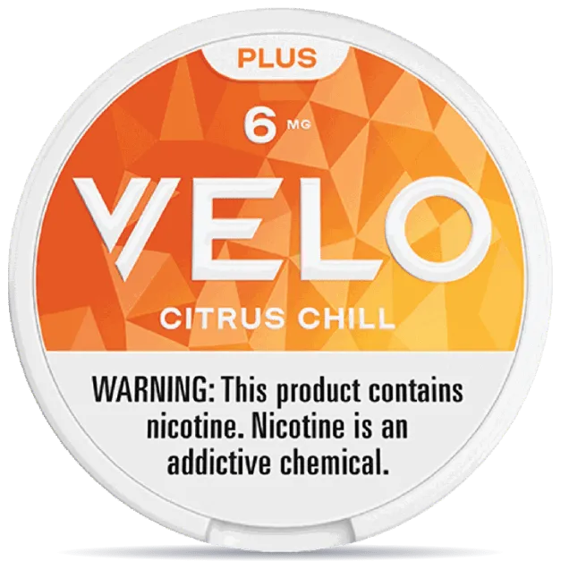 VELO Plus Citrus Chill 6mg nicotine pouches can citrus mint flavor VELO slim USA